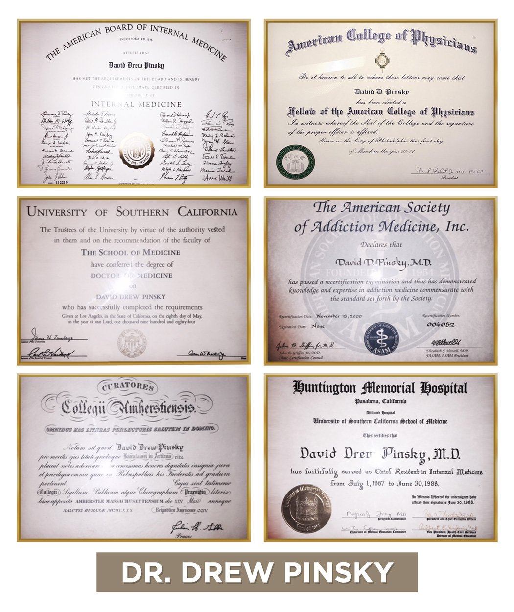 Dr. Drew diplomas and degrees